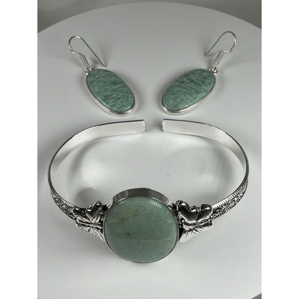 🦋 Amazonite Butterfly Cuff + Earring Set | Serenity + Calm